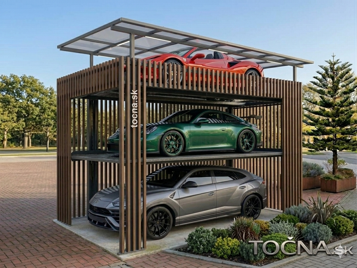 3xcar - Samostatne stojaci dizajnový prístrešok pre 3 vozidlá